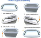 SAMMART Set of 2-41L(10.8 gallon) Collapsible Plastic Laundry Basket-Pop Up Storage Container-Portable Washing Tub-Space Saving Hamper/Basket, Water capacity:32L(8.4 gallon) (2 rectangular, Grey)