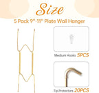 Bilillo 5 Pack Wall Plate Hangers, Suitable for 9-11 inch Art, Stainless Steel Invisible Heavy Duty Wire Plate Holder with Wall Hooks