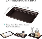 Vintage Farmhouse Decor Metal Vanity Tray (4 Pack), Countertop Guest Hand Towel Paper Storage Organizer Tray Dispenser, Sturdy Holder for Perfume,Cosmetics, Jewelry, Makeup Bathroom Organizer (Bronze)