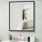 24x30 Inch Medicine Cabinet with Mirror - Recessed/Surface Mount Farmhouse Bathroom Storage Cabinet, Single Door Rust-Resistant Vanity Mirror Cabinet, Brush Black
