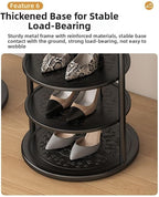 Bamboo Shoe Rack Organizer, 2-10 Tiers, Natural or Tea Color, No-Tool Assembly, Foldable Storage Shelf (Round Eight-Layer Gold)