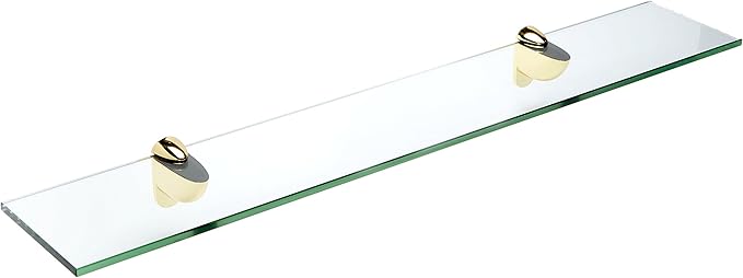 Spancraft Glass H-4.75x36-Brass Heron Glass Shelf, Brass, 4.75" x 36"