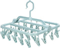 Foldable Clip Hangers with 26 Drying Clips, Underwear Hanger with Clips, Plastic Laundry Clip and Drip Drying Hanger for Socks, Bras, Lingerie, Clothes, Sturdy, Blue