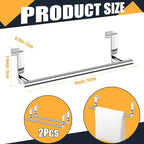 2 Pack Towel Rack for Cabinet, Over Cabinet Bar, Strong Steel Towel Holder, 9 Inch for Home Kitchen Bathroom Doors(Silver)
