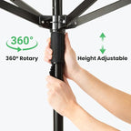 Outdoor Umbrella Drying Rack, 4-Aluminum Arms Folding Rotary Dryer with 12 Lines 165 ft Drying Space Adjustable Height Clothesline w/Waterproof Cover & Ground Spike for Garden Backyard(Black)