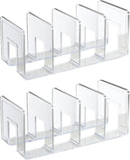 2PCS Acrylic File Organizer for Desk, Desktop Document/Mail Organizer, 4 Compartments Plastics Invisible Bookshelf Floating (12.5" x 5.7" x 5", Clear)
