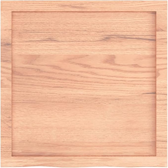 vidaXL Countertop-Treated Solid Oak Wood-Bathroom Vanity Top-Deskl Natural Light Brown-Live Edge Design-Measures 23.6"x23.6"x(0.8"-1.6")