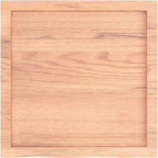 vidaXL Countertop-Treated Solid Oak Wood-Bathroom Vanity Top-Deskl Natural Light Brown-Live Edge Design-Measures 23.6"x23.6"x(0.8"-1.6")