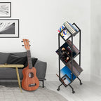 Mobile Vinyl Record Storage Rack, LP Storage Shelf, Record Holder for Albums, Magazine Display, Book and Files Organizer, 3 Tier Vinyl Record Stand with Matte Black Metal