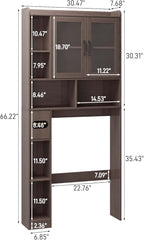Vabches Over The Toilet Storage Cabinet, Farmhouse Storage Cabinet Over Toilet with Acrylic Doors，Home Space-Saving Toilet Rack, for Bathroom, Restroom, Laundry, Espresso