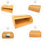 RoyalHouse Natural Bamboo Roll Top Bread Box Kitchen for Countertop Food Storage, Large, NO ASSEMBLY REQUIRED