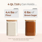ComSaf 2Pcs Large Glass Storage Containers with Lids 4Qt, 1 Gallon Wide Mouth Flour Sugar Storage Containers, Large Capacity and Sealed for Rice, Cereal, Oat, Easy Clean and Scoop, Pantry Organization