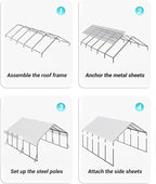 GarveeLife 20'x25'x13' Metal Carport for 2 Cars, Heavy Duty Car Ports with Reinforced Frame, Tall Metal Car Ports for Bass Boats, Full-Sized Pickup Trucks, and Tractors
