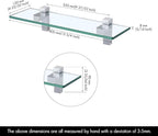 KES Glass Shelves for Bathroom, Bathroom Tempered Glass Shelf Rectangle 16 Inch Bracket Wall Mount 2 Pack Polished Chrome, BGS3201S40-P2
