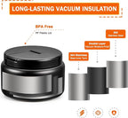 13.5oz Kids Jar for Hot Food, Insulated Vacuum Food Jar with Buckle Lid, Stainless Steel Wide Mouth Leak Proof Insulated Lunch Container for School Picnic Travel, Black