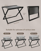 IBUYKE Luggage Rack for All Suitcase Sizes,Foldable Suitcase Stand,Metal Luggage Holder,Easy to Assemble for Bedroom Living Room Hotel,Black TLR001B-2