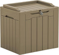 Greesum Outdoor Storage Box 31 Gallon Storage Box with Lid for Patio Furniture, Garden Tools, Pool Supplies, Waterproof and UV Resistant, Lockable, Light Coffee