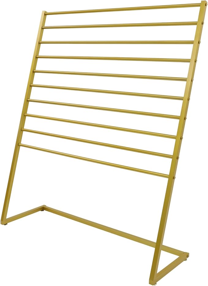 10 Tier Metal Scarf Organizer Holder, Freestanding Scarf Rack, Scarf Holder Organizer for Commercial Clothing Retail Store Towel Rack Ties Belt Pants Hanging (Gold, 47.24 * 15.75 * 57.09in)
