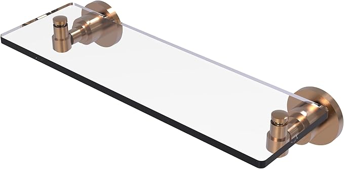 Allied Brass WS-1/16-BBR Washington Square Collection 16 Inch Glass Vanity Beveled Edges Shelf, Brushed Bronze