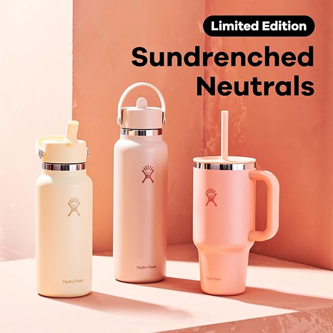 Hydro Flask Travel Tumbler with Handle, Lid and Straw - Insulated Stainless Steel in 32 Oz Seacliff