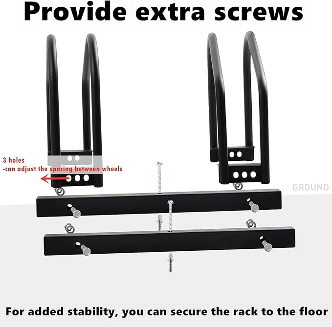 WALMANN 2 Bikes Floor Bike Stand, Bike Parking Rack Garage Bike Storage Stand Indoor/Outdoor 22-28" Wheel Stand, Max. Tire Width 2.1"