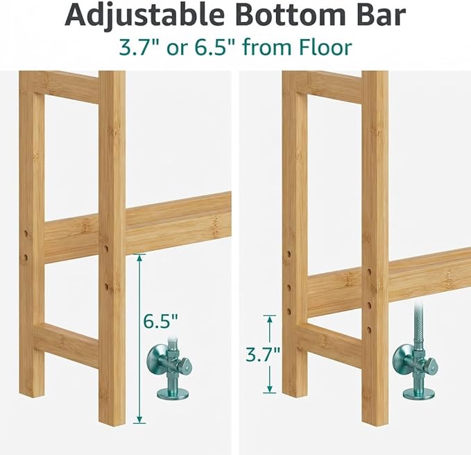 Over the Toilet Storage, 3-Tier Bamboo Bathroom Organizer with Adjustable Shelf, Space-Saving Rack, 66.9" Tall (Grey)