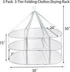 Jucoan 3 Pack 3-Tier Lay Flat Sweater Drying Rack, Folding Mesh Clothes Drying Rack for Toys, Sweaters, Delicates