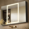 KWW LED Lighted Bathroom Medicine Cabinet with Sockets & USBs, Defogger, Dimmable, 3 Color Light Makeup Mirror, Easy to Install, Wall Mounted Cabinet (3 door-40 * 28)
