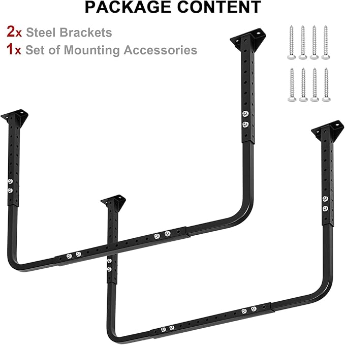 Adjustable Ceiling Storage Racks, Overhead Storage Bracket, Heavy-Duty Shelves, 33 in. x 34 in, 200lbs Weight Capacity for Garage