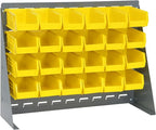 Quantum Storage Systems QBR-2721-220-24YL Solid Louvered Panel Bins Bench Rack 9 Shelves 24 Ultra Stack & Hang Yellow Bins 21" H x 28" W x 8" D