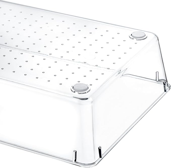 Kingrol 6 Pack 12 x 6 x 2 Inch Clear Drawer Organizer Trays, Desk Drawer Divider Storage Bins, Storage Box Set for Utensils Junks Vanities Makeups Jewelry Office Craft Supplies