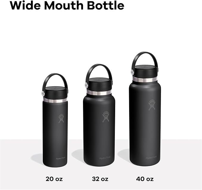 Hydro Flask Travel Water Bottle - Insulated Stainless Steel - Wide Straw Lid, Non Spill, Leakproof in 32 Oz Tonal White