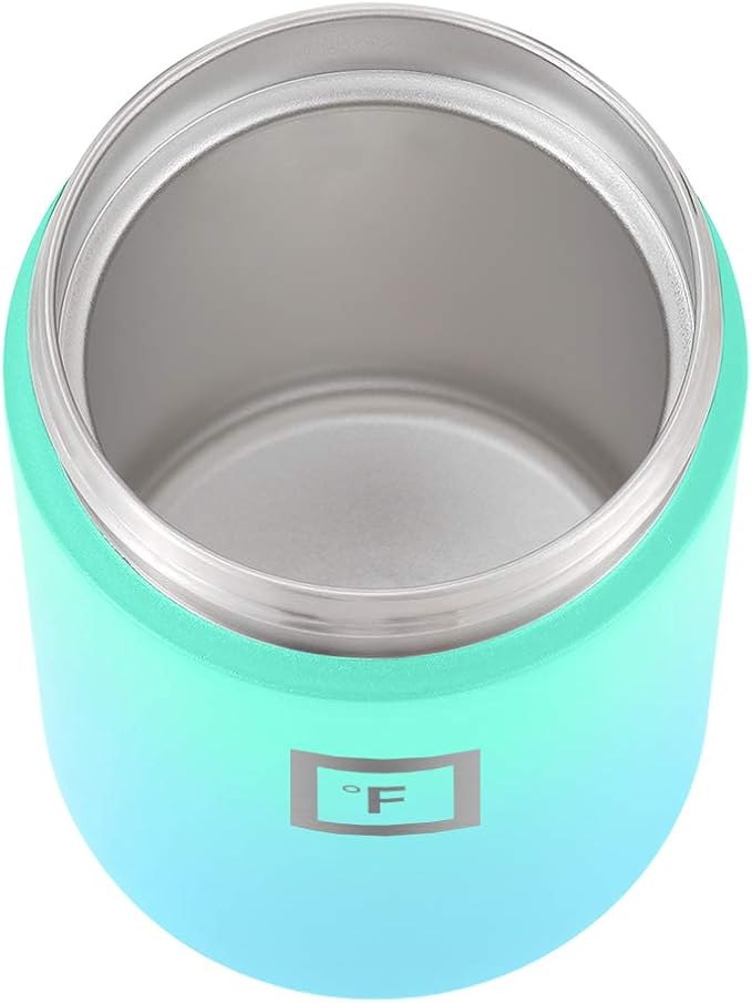 IRON °FLASK Food Jar for Hot Food & Soup - 13.5 Oz Insulated Food Jar with Foldable Spoon - Leak Proof, Stainless Steel, Storage, Canteen, Double Walled - 13.5 Oz - Sky