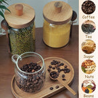 ANSQU Glass Jar with Wooden Lid & Spoon, 27oz Food Storage Containers Coffee Jar Coffee Grounds Container, Glass Food Storage Canister (1 Pack)