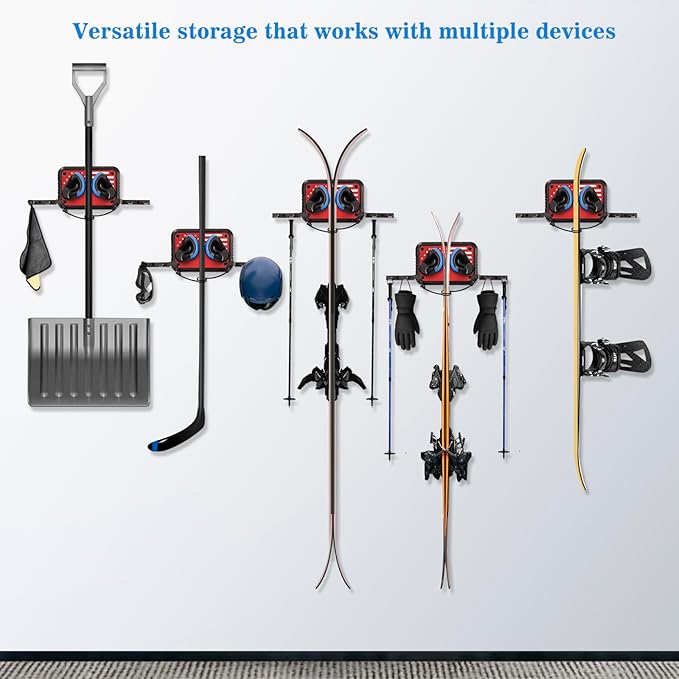 Ski Rack Wall Mount Ski & Snowboard Skateboard Wall Mount Fits Any Board holder Up to 25lbs Vertical Ski Storage Rack for Home & Garage Space-Saving Winter Gear Organizer 1Pack