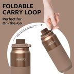 Greylock 20 oz Insulated Water Bottle with Straw Lid, Reusable Stainless Steel Sports Water Bottles with Foldable Handle, Leak Proof, Double-Wall Vacuum Insulation, 24 Hours Cold (Sunset Bronze)