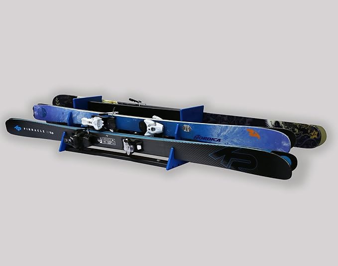 TRAPSKI Mobile All Mountain, Racing and XC Ski Rack Marine Grade HDPE Plastic | UV Protected | Premium Strap Included | 3 Year Warranty | Made in The USA | Veteran Owned Business (Black, Quad)