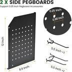 TRZZ Power Tool Organizer Wall Mount, 3-Layer Drill Holder with 2 Side Pegboards, Cordless Drill Rack with 4 Hooks, Efficient Storage for Workshop, Garage, and Tool Room (Black)