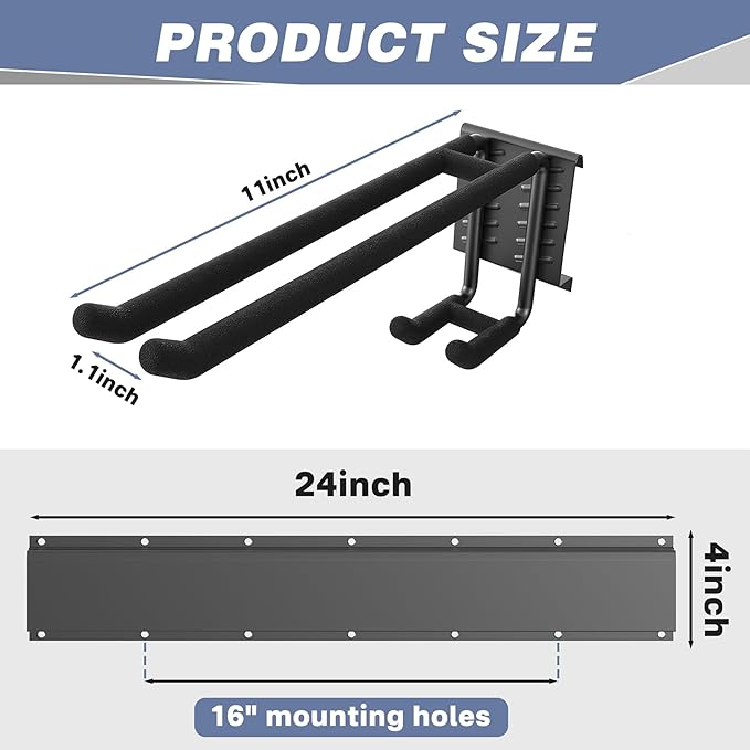WALMANN Garage Storage Organization Wall Ski Rack 8 Pairs of Skis Mount Ski Hanger for Garage Snowboard Wall Rack Holds Up to 400 lbs