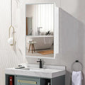 Plastic Medicine Cabinet with Mirror 16x26 inch, Recessed Medicine Cabinet or Surface Wall Mount Bathroom Cabinets with Adjustable Shelves, White Frame Mirror Cabinet