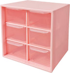 Small Drawer Organizer for Desk, 4.7" x 4.7" x 3.8" Small Desktop Organizer with 6 Drawers, Plastic Storage Box for Office, Classroom, Craft and Home Organization