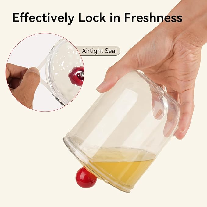 30 Oz Candy Jars with Lids - Clear Plastic Cookie Storage Containers Airtight Apothecary Canisters for Kitchen Home Decorative Pantry Office Party Organize Sugar Tea Coffee Snacks (30 oz)