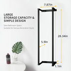 Towel for Racks Bathrooms, Wall Mounted Towel Rack for Storing Towels, Robes, Towel Holders with Hooks, Bathroom Towel Storage, Black