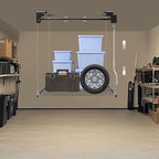 Overhead Garage Storage Rack 4x4 Feet 250LBS Capacity Hand Crank Adjustable Height Up to 96 Inches Ceiling Mount Organizer for Garage Warehouse