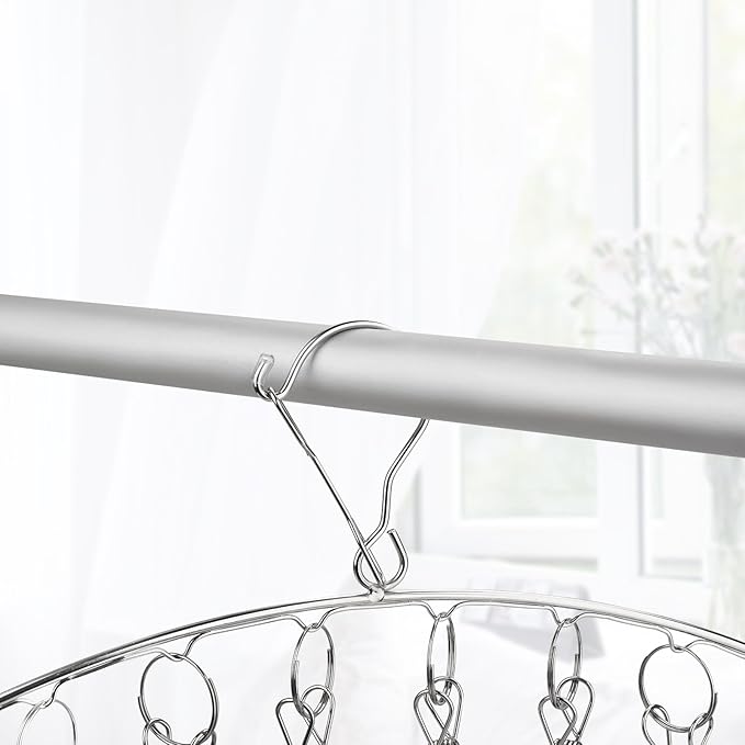 Toplife Clothes Hanger with 10 Clips, Stainless Steel, Windproof, for Drying Socks, Bras, Underwears, Baby Clothes, Hats, Scarfs, Towels, Pants and Gloves, Set of 4 (Outdoors)