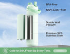 POWCAN 26 oz Insulated Water Bottle with 2-in-1 Straw and Spout Lid, Keep Cold 24H, Leak-Proof, Fits in Car Cup Holder, Stainless Steel Water Bottle for Sports, Travel, and School (Mint)
