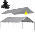 DWALE 10 x 20 Ft Carport,Replacement Canopy Cover Garage Top Tent Shelter Tarp,Grey with 48 Ball Bungee Cords Waterproof & UV Protected (Only Tarp Cover, Frame Not Include)