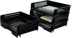 Plastic Stackable File Paper Storage Tray, Office Stackable Letter Tray, Black, 6 Pack