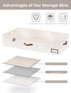 StorageWorks Under Bed Storage Containers with Handles and Label Holder, 2 Pack Ultra-thick Fabric Underbed Bins, Closet Organizer for Clothes, Blankets, Sweater