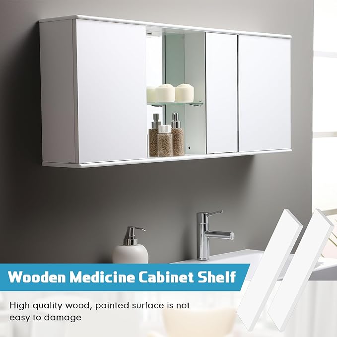 Medicine Cabinet Replacement Shelves Wooden Bathroom Shelves Suitable for Bathroom Living Room Kitchen Wall Mounted and Hanging Medicine Cabinet(2 Pack,13.5 Inch)